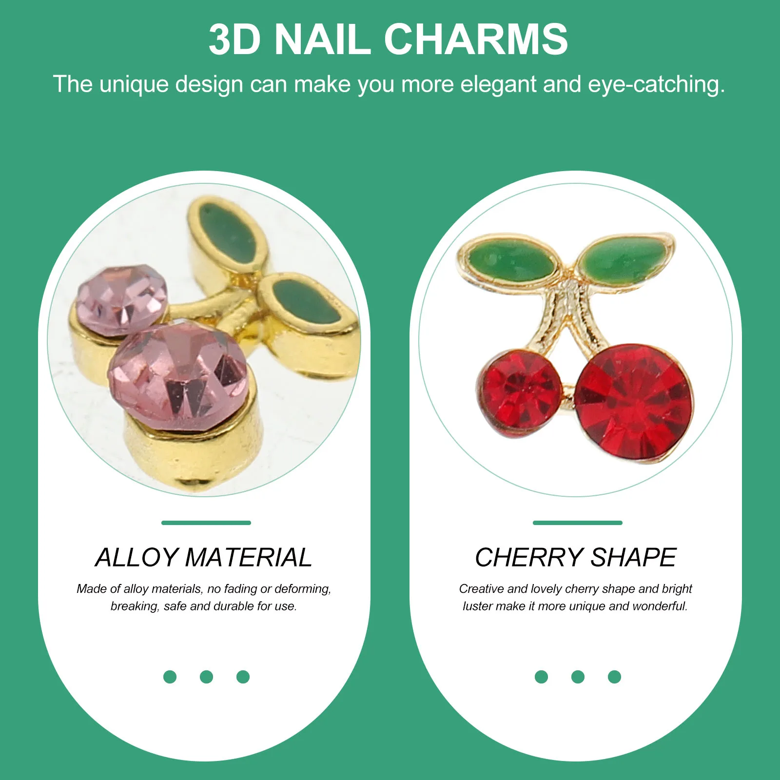 

36Pcs 3D Cherry Nail Charms Alloy Durable for DIY Nails Christmas Wedding Prom Birthday Women Nail Jewelry Accessories