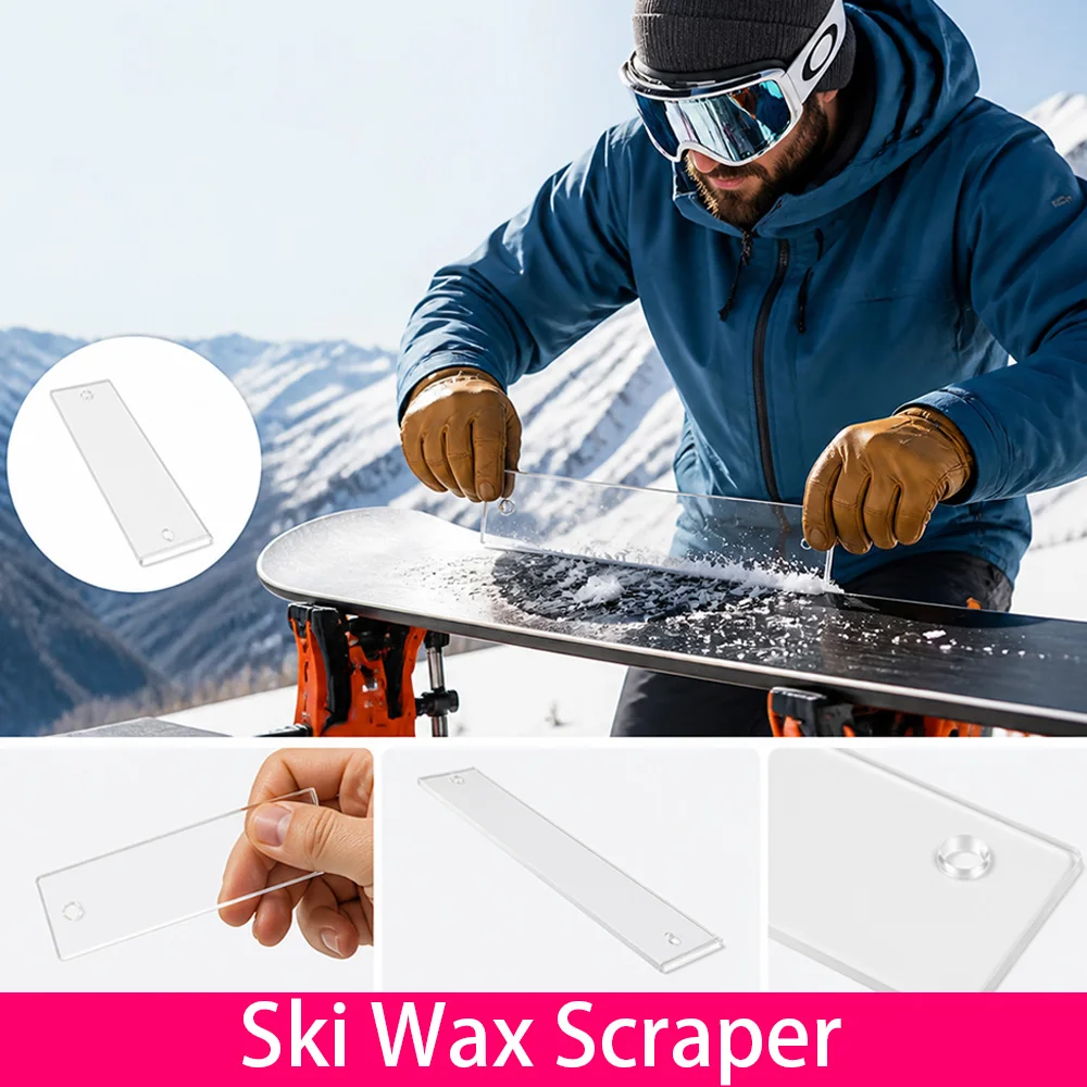 Clear Wide‑Blade Ski Base Wax Scraper, Adult Teen Riders, Skiing Snowboarding Effective Wax‑Cleaning Tough Care Accessory
