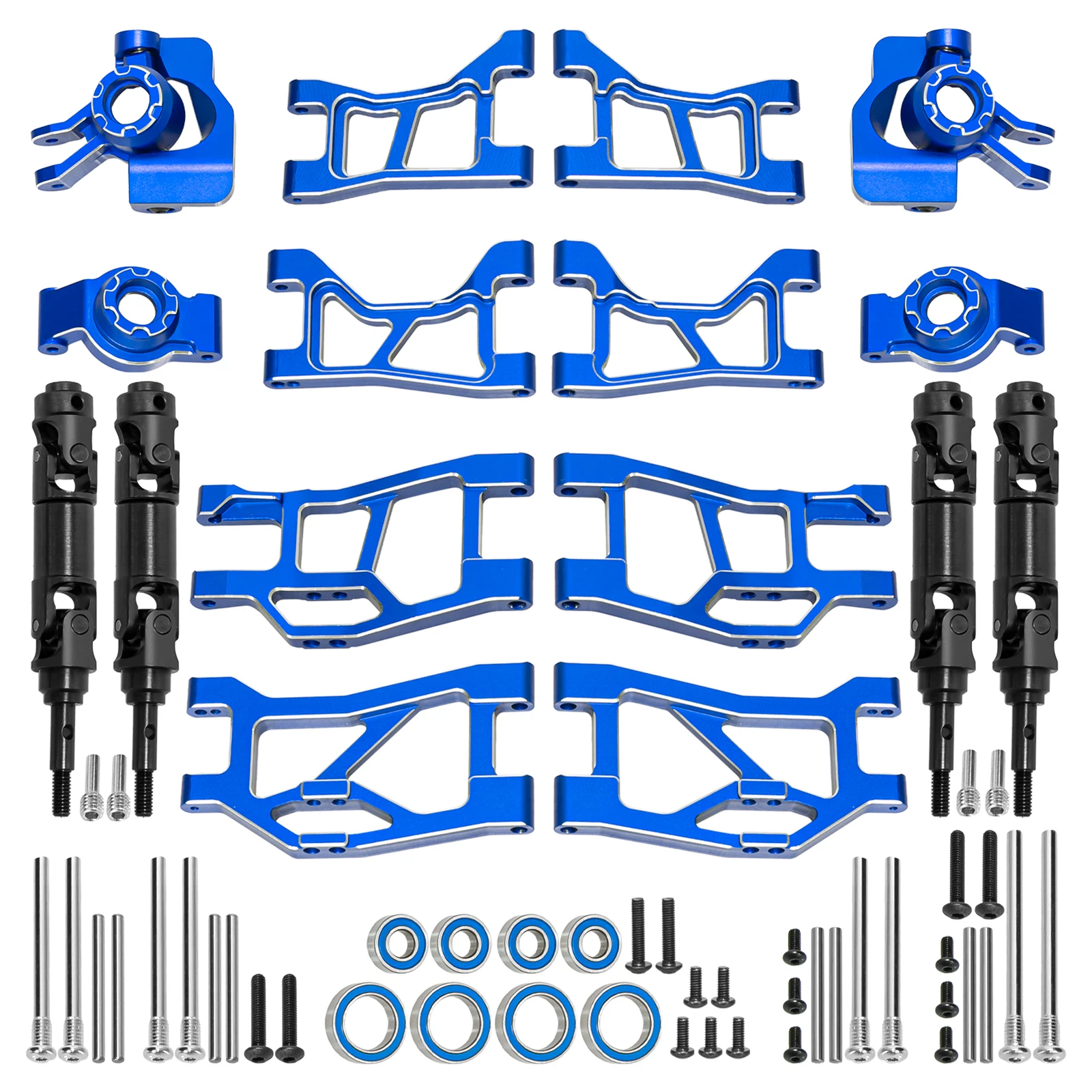 

OKHL Aluminum Swing Arm Kit Rear Axle Hub C-Hub and Steering Knuckle Front Upper Arm Rear Upper Arm for Mini XRT 1/16 RC Parts