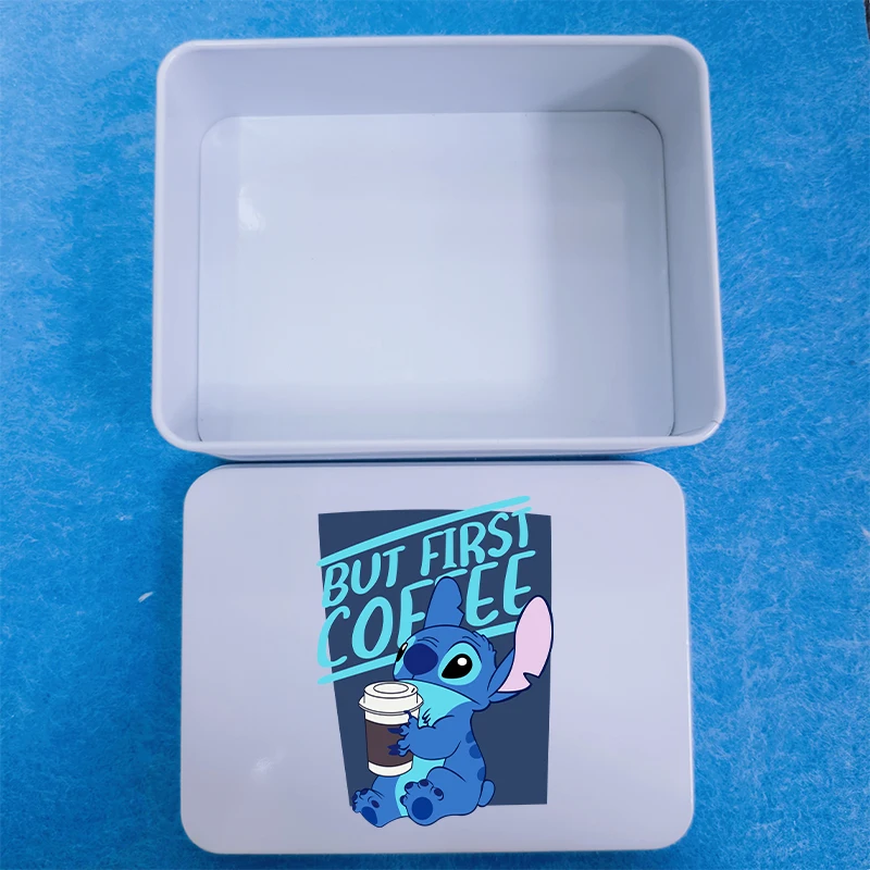 جديد غرزة الكرتون أنيمي صفيح صندوق مع غطاء غطاء Kawaii سعة كبيرة الأبيض مستطيلة صور مجوهرات الحلوى حقيبة للتخزين