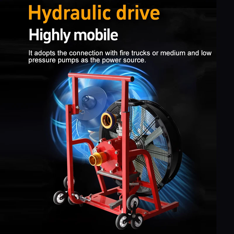 Ventole di ventilazione di scarico del fumo a pressione positiva della macchina idraulica mobile portatile di grandi dimensioni per la rimozione del fumo Positivo azionato dall'acqua