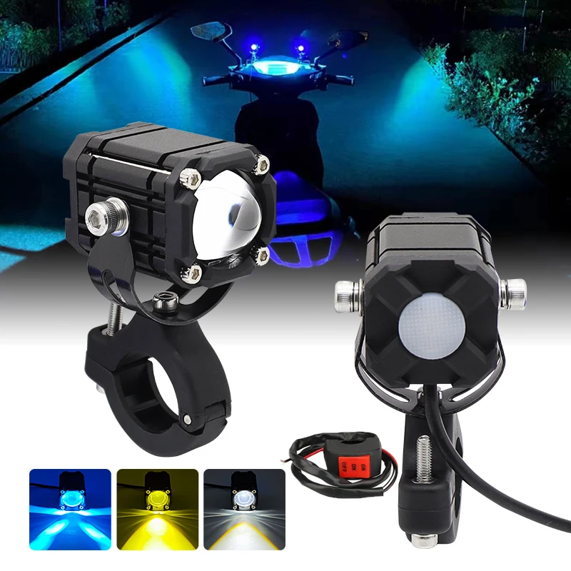 Universal Motorcycles Headlight Fog Light Led Auxiliary Driving Lamp Offroad Motor Fog light with Devil eye for ATV Scooter