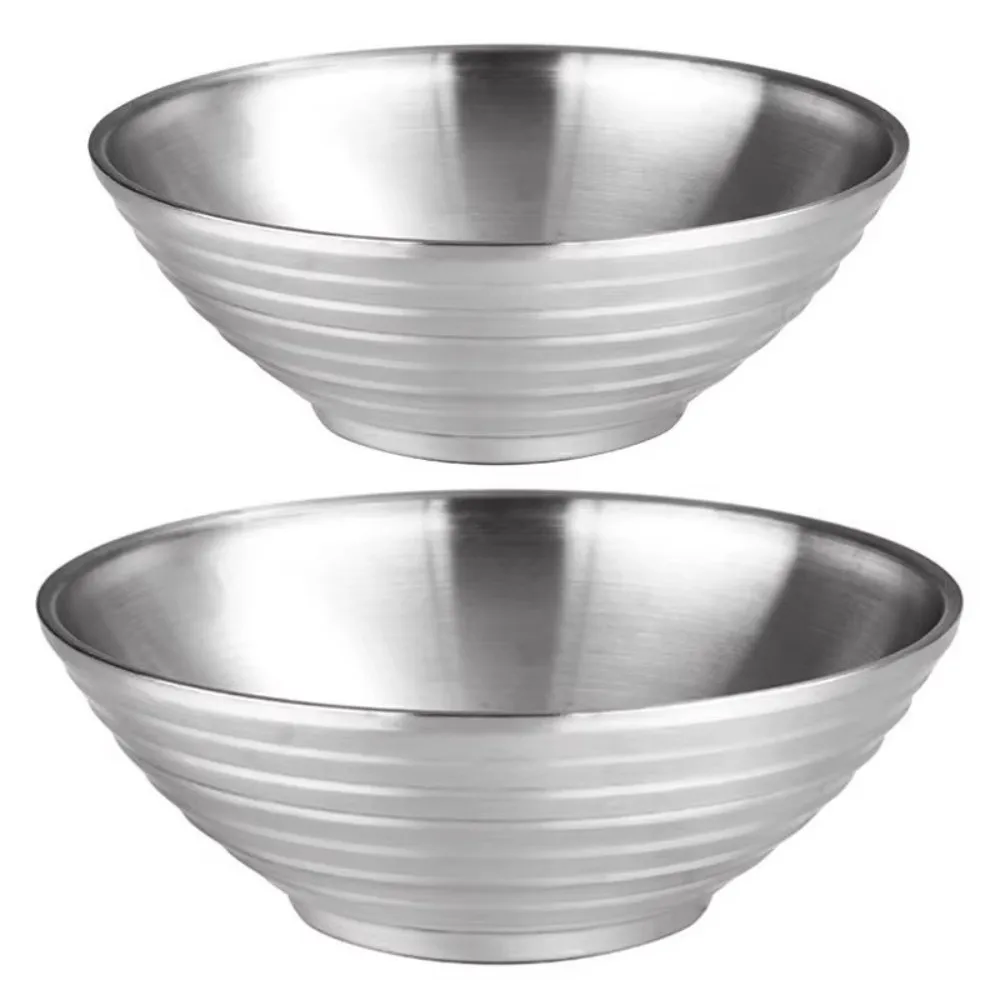 New 304 Stainless Steel Bamboo Hat Bowl Double Anti Scalding Ramen Bowl Threaded Japanese Bowl Ramen Serving