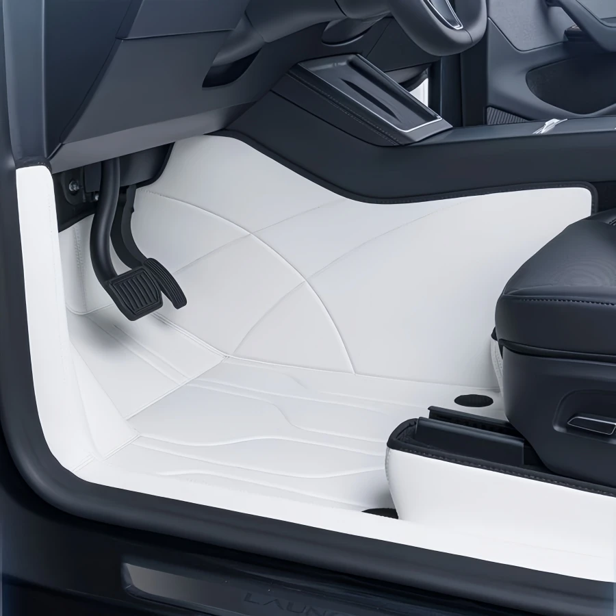 For Tesla Model Y 2025 2026 Fully Sorrounded PU Leather Floor Mats Lhd Rhd Double Layer Car Floor Liners With Carpet