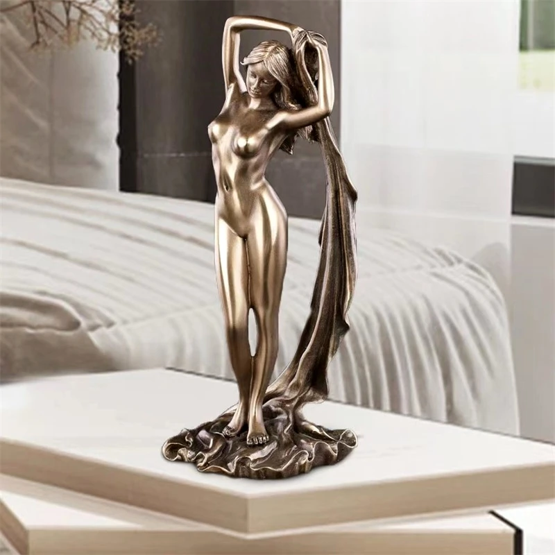 Estatua Sexy de resina para baño, escultura de modelo desnudo, arte corporal, adorno de niña, artesanía, decoración de dormitorio, regalo del Día de San Valentín