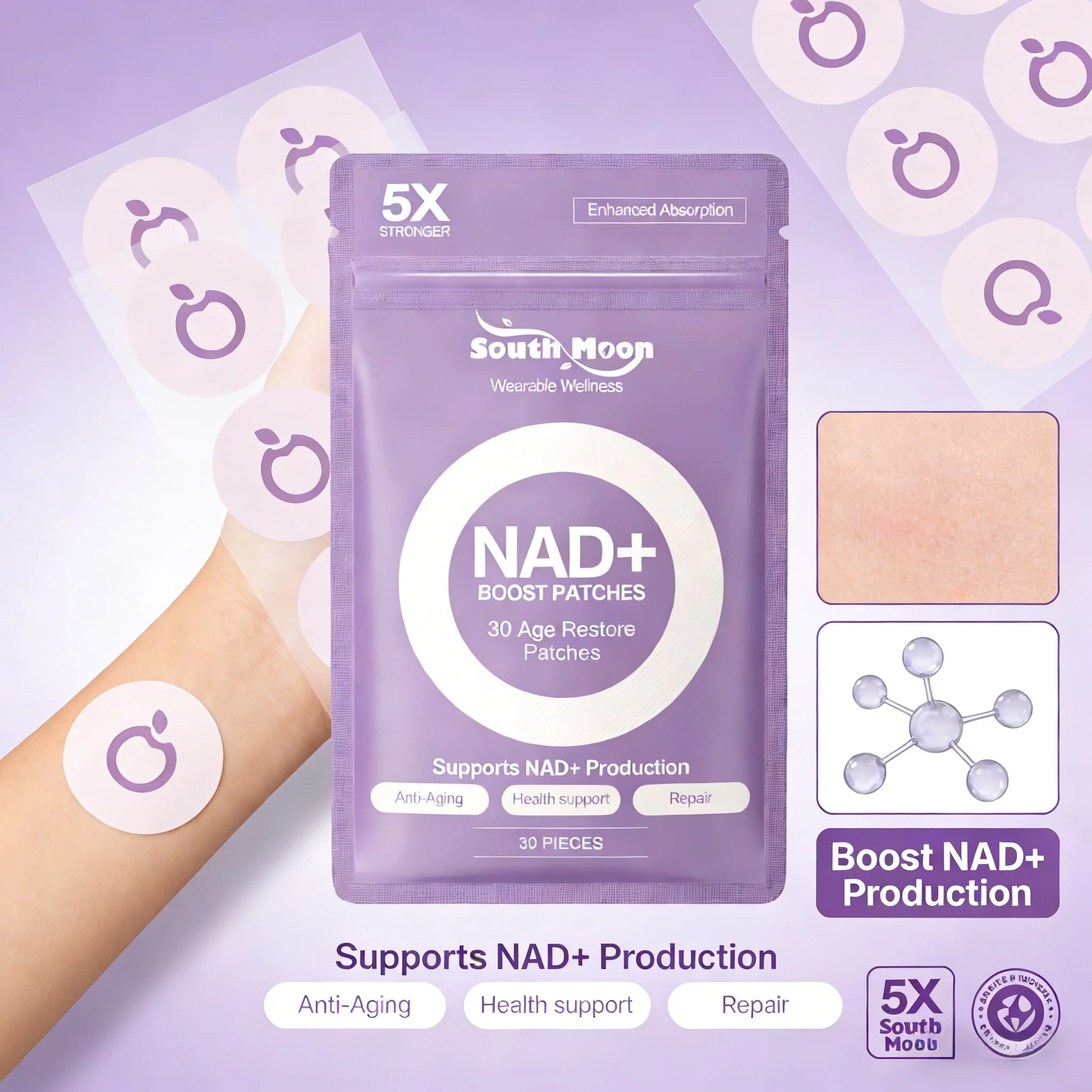 Parches para el Cuidado Corporal NAD+ Nutritivos e Hidratantes para una Piel Suave e Hidratada y Mayor Vitalidad