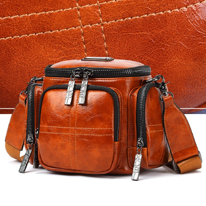 

Retro Fashion Women Bag Round Bucket Shoulder Bag Crossbody Bag Large Capacity Small Square Bag