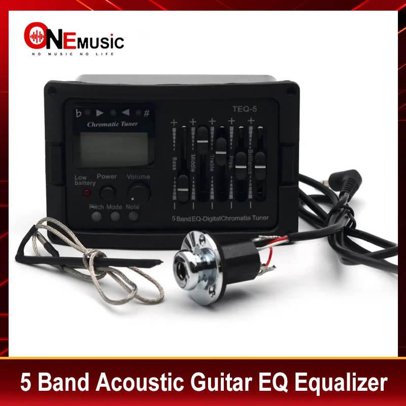 

10 pcs 5 Band Acoustic Guitar Preamp EQ Equalizer Classical Acoustic Guitar Amplifier Digital Chromatia Blend Tuner Piezo Pickup