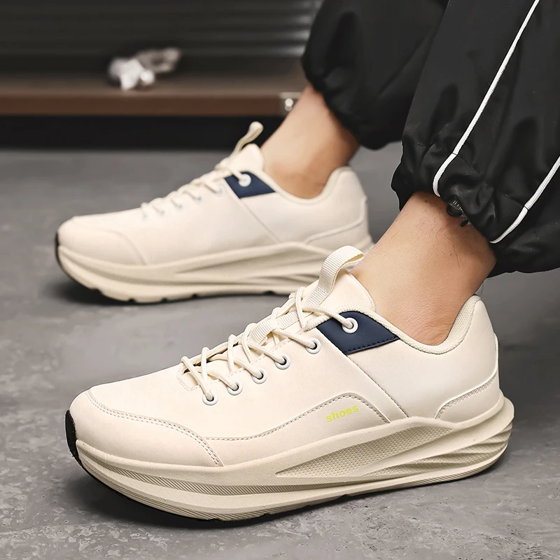 

Casual Leather Men Shoes Lace Up Hot Sale Trend Breathable Leisure Male Sneakers Outdoor Non-slip Footwear Men Shoes