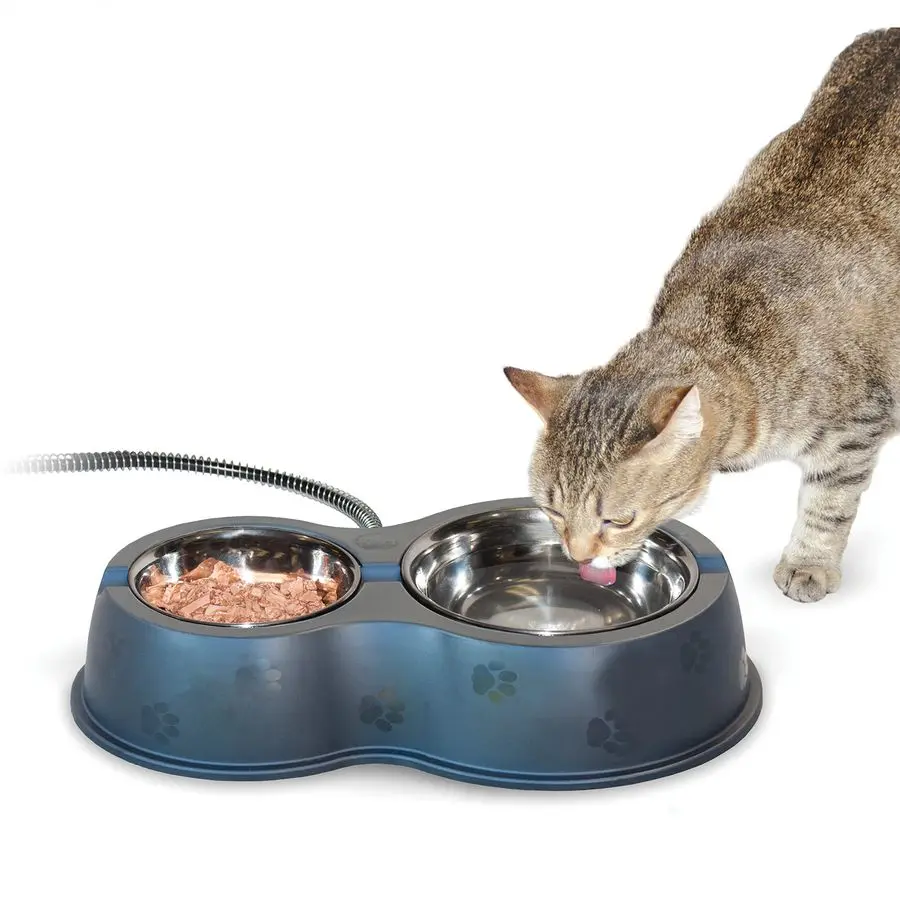 

Outdoor Heated Cat Food amp Water Bowls for Outside Pets, ThermoKitty Cafe Feral Cat Feeding Station, No Frozen Water or Food, W