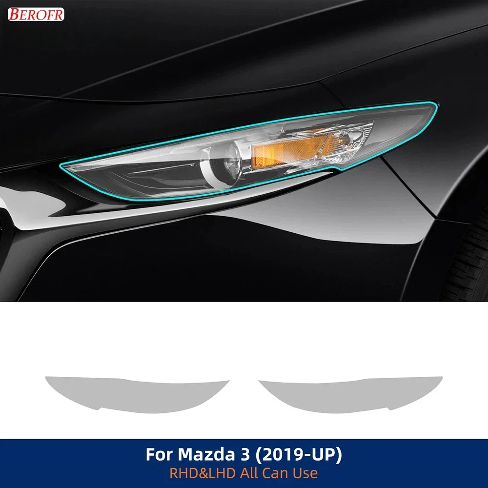 Car Headlight Film for Mazda 3 2019-up Paint Protection Sticker Anti-scratch Exterior TPU PPF Transparent Smoked Black Repair