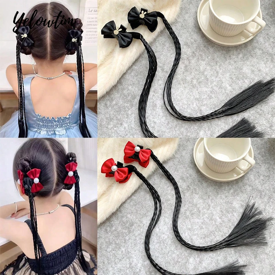 

Yelowtim Synthetic Girls Hair Kids Hair Princess Accessories Black Red Rabbit Pearl Bow Toddler Claw Clip On Baby Accessories