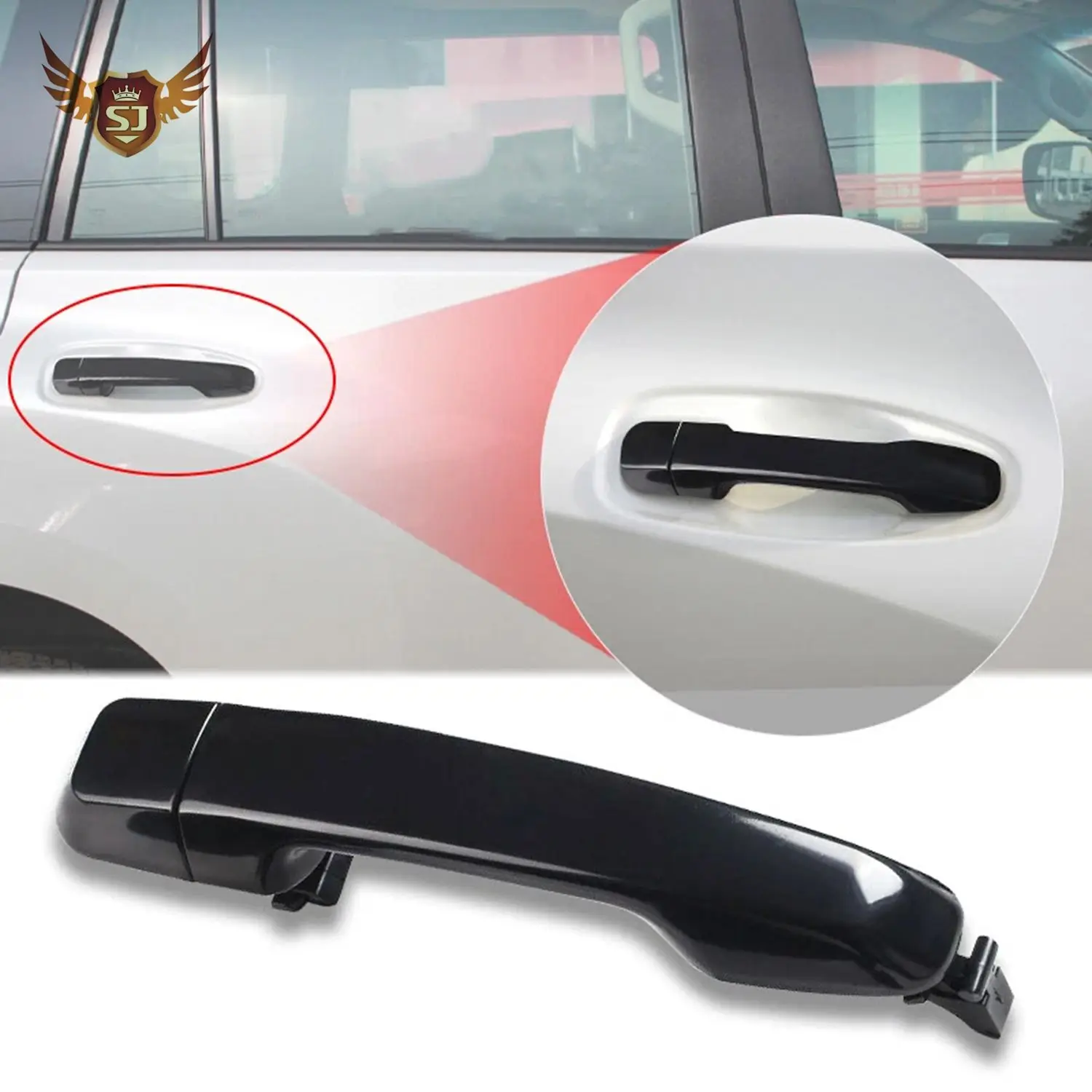 مجموعة مقبض الباب الخارجي من الكروم الأسود لسيارة تويوتا لاند كروزر برادو FJ150 2010-2019 الجبهة الخلفية اليسرى اليمنى