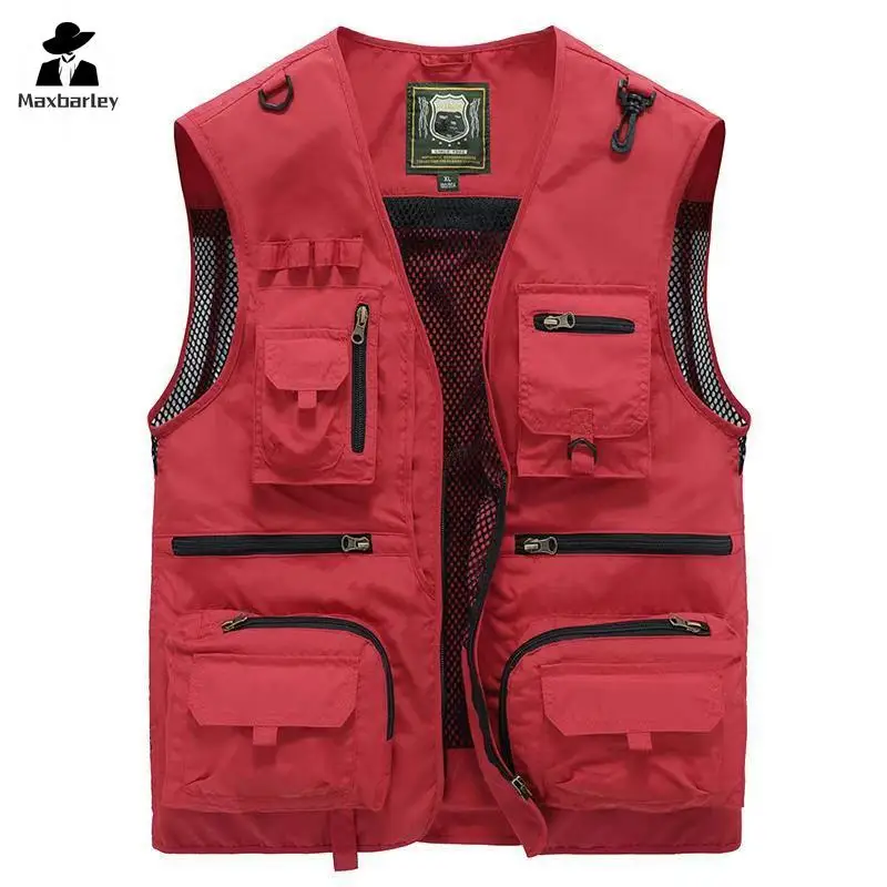 2024 Outdoor Casual Vest For Men Slim Fit Big Pocket Breathable Sleeveless Coat High Quality Design Streetwear Hot Vest For Men