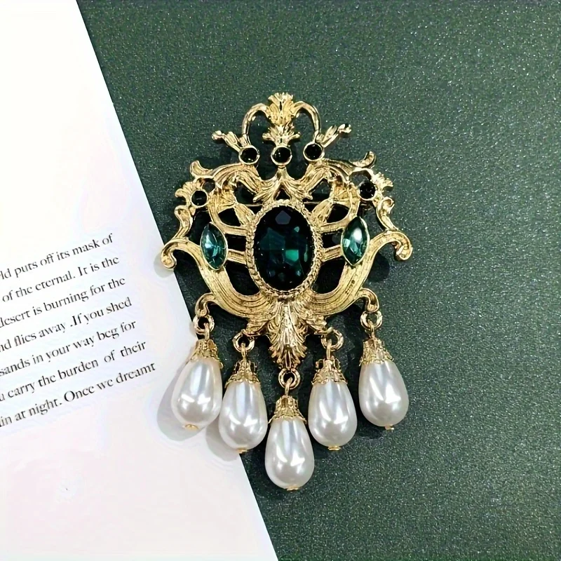 Vintage Damen Herren Barock Kristall Quaste Brosche Pin Vintage Design Abzeichen Zubehör
