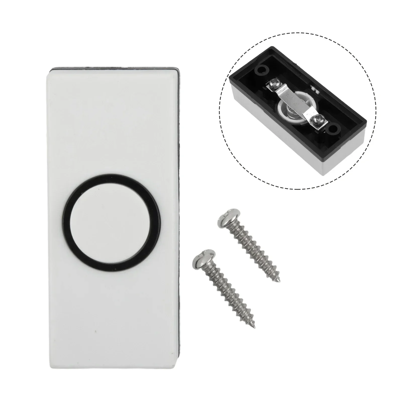 

1pcs White Door Bell Chime Bell Push Press Button White Inserts Wall Plastic Hard Wiring 86MM X 37MM X 22MM