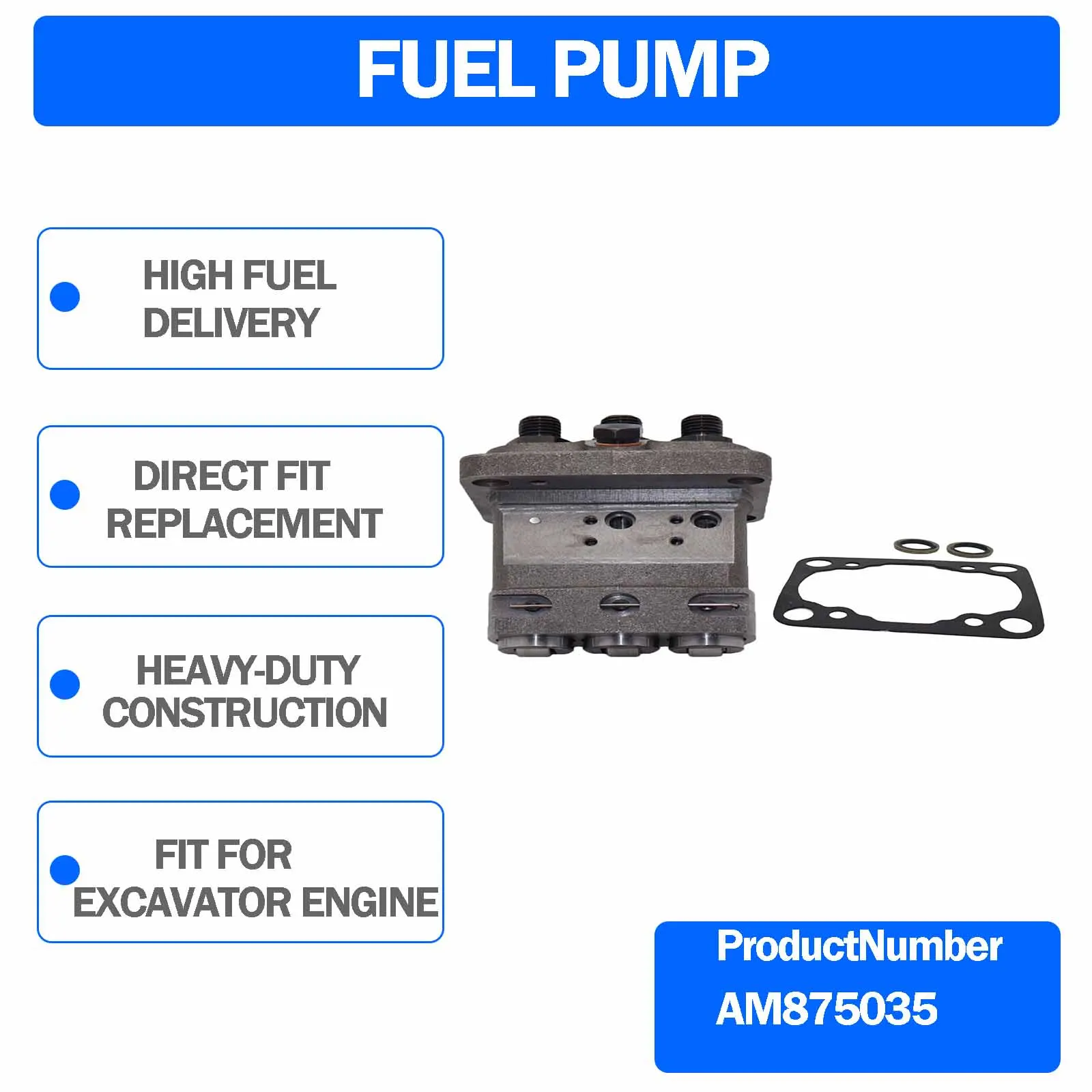 Fuel Injection Pump  AM875035 For Yanmar 3TNA72 Engine For John Deere 330 332 415 655 755 756 855 856 Tractor