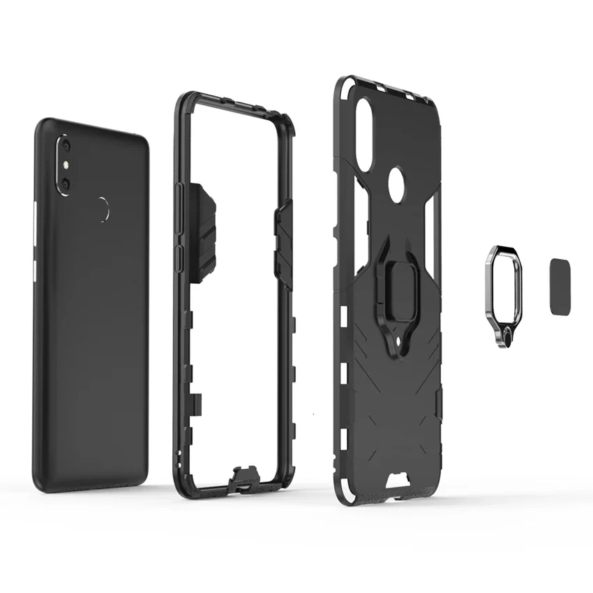 Hybrid Shockproof Case for Xiaomi Mi Max 3 Armor Ring Magnetic Car Holder Kickstand Hoslter For Xiaomi MiMax 2 Soft Bumper Cover