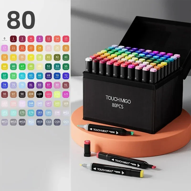 12-80 Color Oil Double Pointed Markers Set for Drawing Professional Coloring Pen Manga Highlighter Manga Art Supplies for Artist