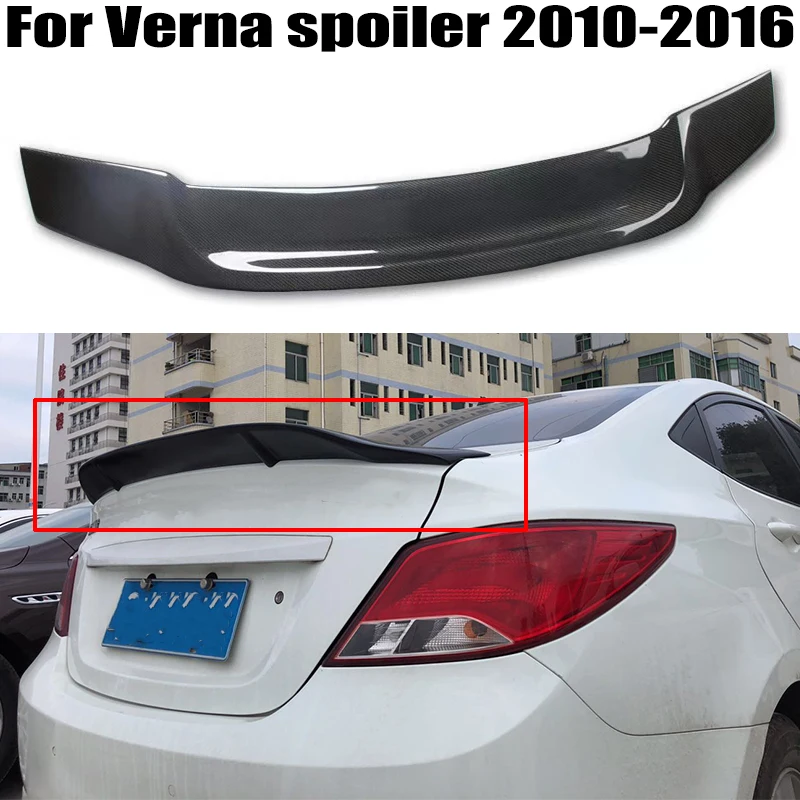 

For Hyundai Verna 2010 2011 2012 2013 2014 2015 2016 Spoiler R Style High Quality Carbon fibre Rear Trunk Spoiler Wings Airfoil