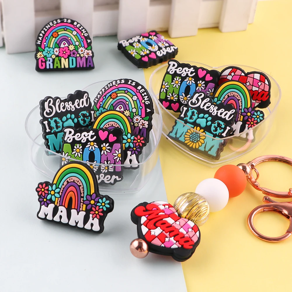 6pcs New Mama Style Series Silicone Focus Bead For Jewelry Making DIY Earrings Bracelet Necklace Decoration Handmade Accessories