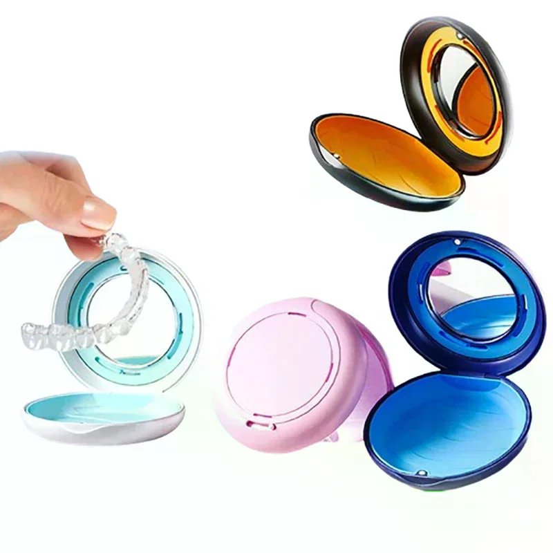 /Kuz/Dental Invisible Braces Retainer Box With Mirror Mouth Guard Denture Storage Aligner Case Oral Hygiene Organize Case