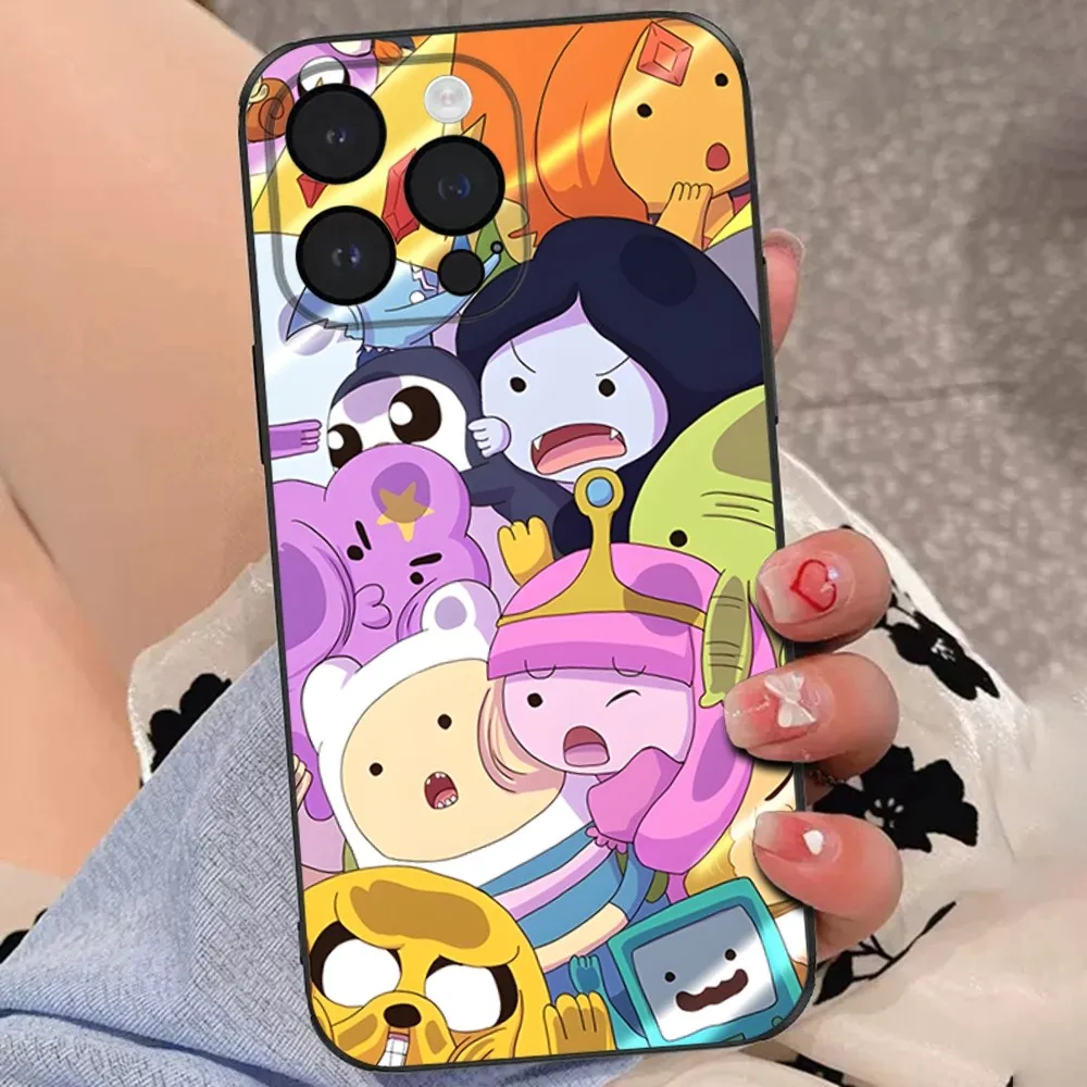 Cartoon Adventure T-Time Phone Case For iPhone 15,14,13,12,11 Plus,Pro,Max,XR,XS,X,7,8 Plus,SE,Mini Soft Black Cover