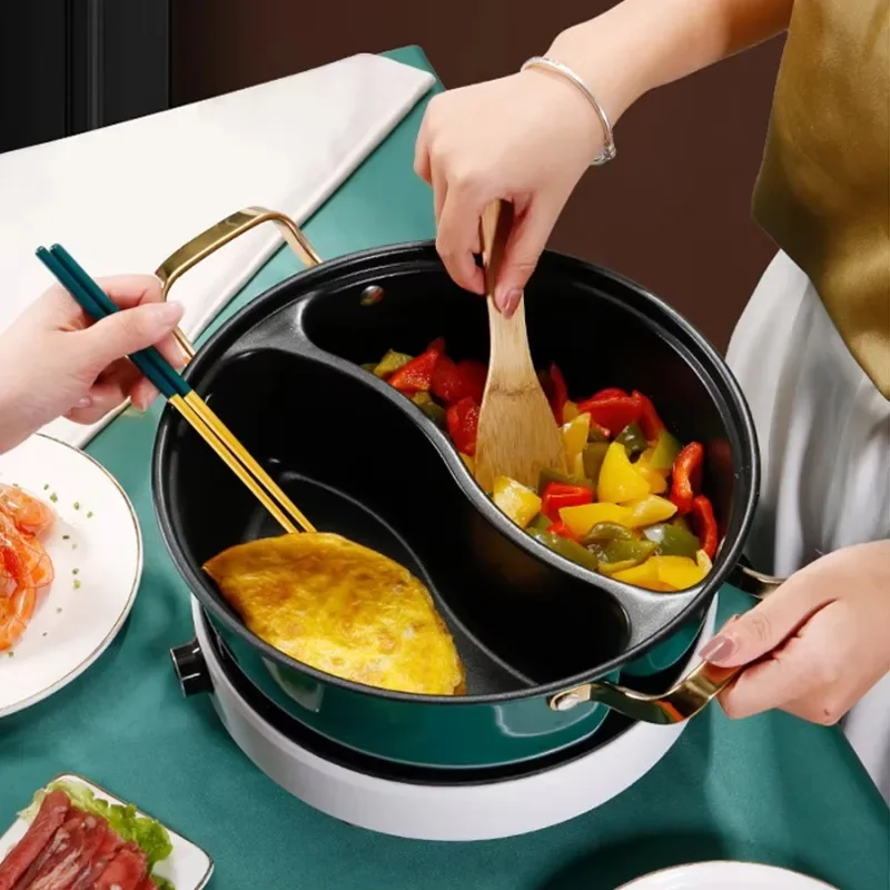 Large round 304 stainless steel saucepan with non-stick handle for cooking