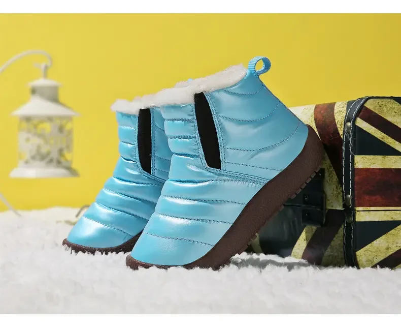 Autumn Winter Plush Boots For Children Platform Waterproof Boys Girls Fashion Snow Boots Thick Warm Cotton Shoes For Kids