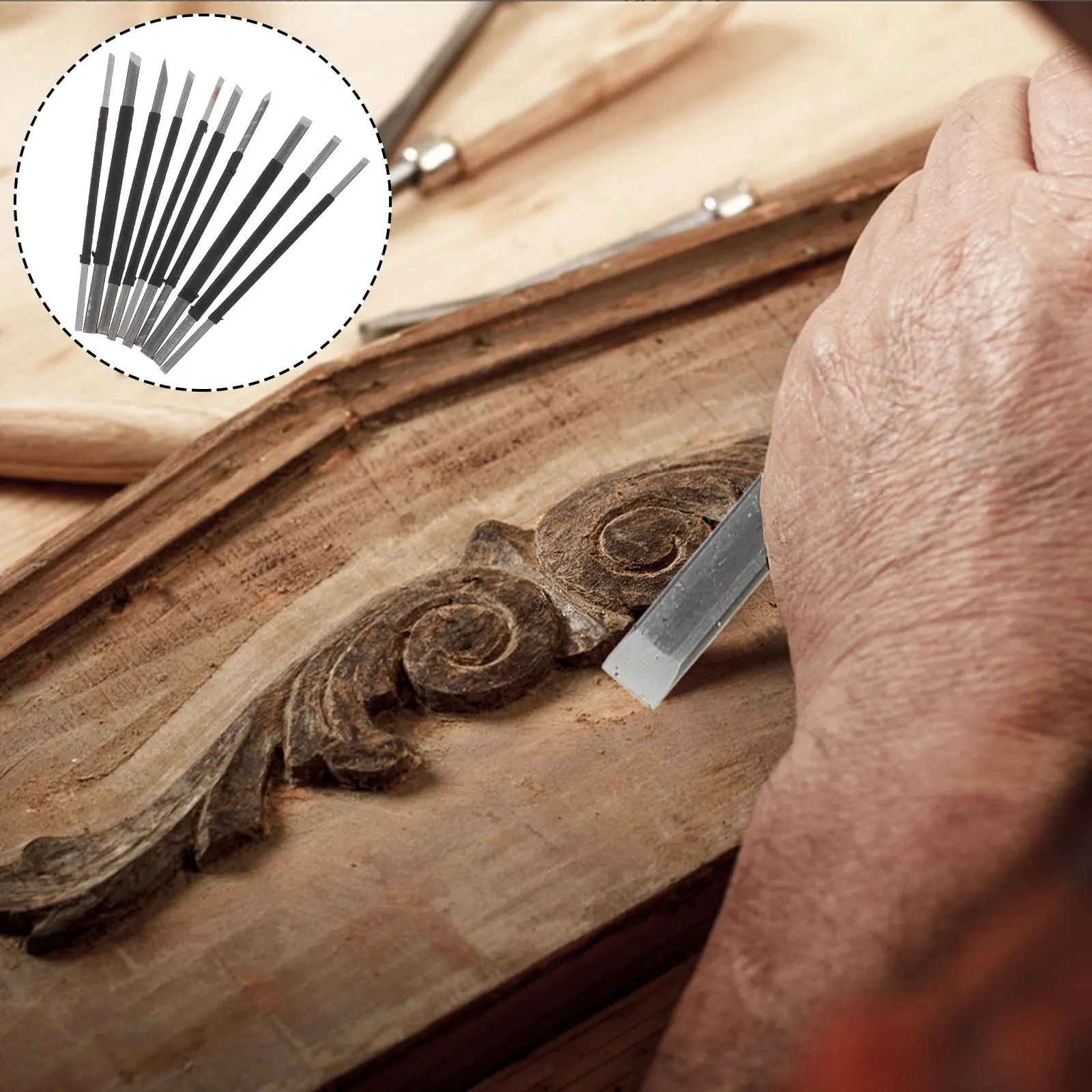 

10pcs Carving Carving Tools High Carbon Steel Engraving Stone Wood Manual H Tools for Crafts Hobby Use Storage Case