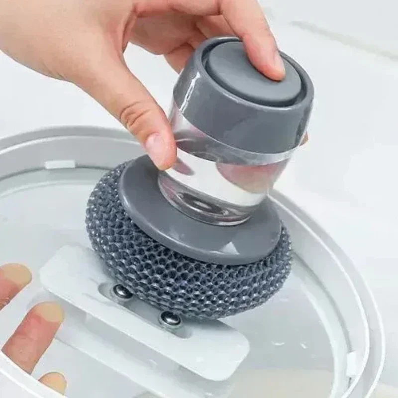 2026 New Multi‑use Kitchen Pot Dish Cleaning Brush Portable Soap Dispenser Sponge Scrubber Household Washing Tool Accessories