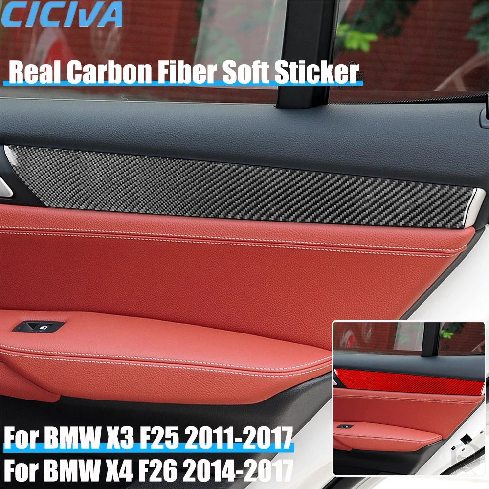 

Настоящее углеродное волокно, автомобильные аксессуары, дверная панель, декоративная накладка, мягкая наклейка для BMW X3 F25 2011-2017 X4 F26 2014-2017