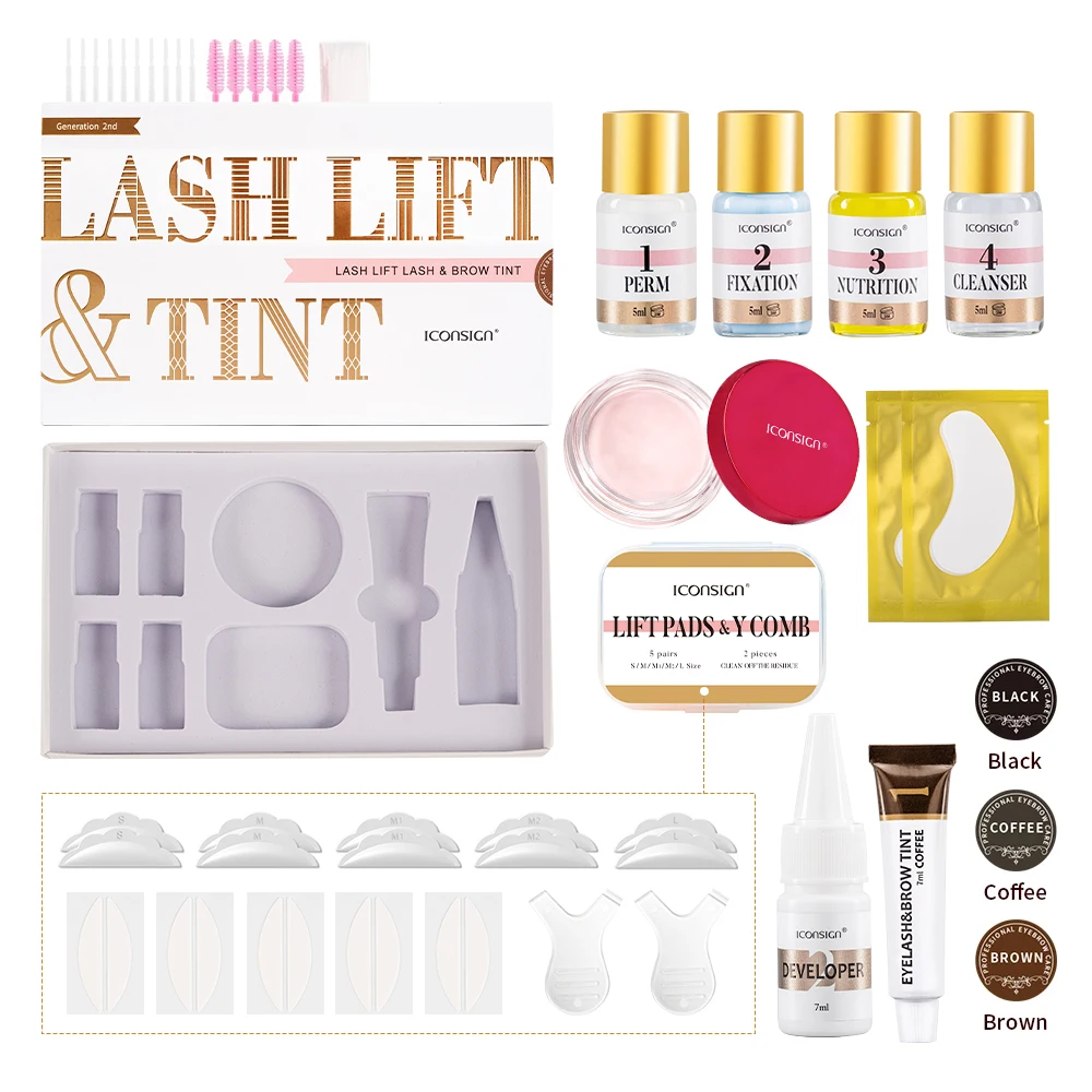 ICONSIGN Glue Balm Lash Lift and Tint Kit Professional Eyelash Lifting Perming Lashes Waterproof Tint Brow Dye Eyes Make Up Sets