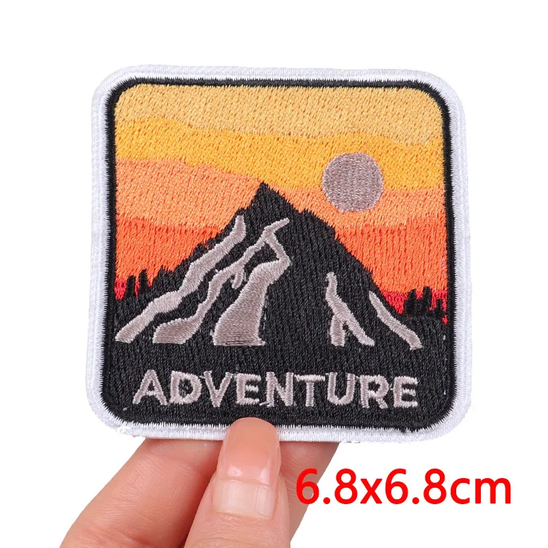 Mountain Camping Patch Embroidered Patches For Clothes DIY Iron On Patches For Clothing Adventure Outdoor Patches On Clothes Sew