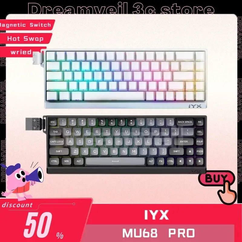 

Iyx Mu68 Mu68 Pro Magnetic Switch Keyboard Wired Gaming Mechanical Keyboard Rgb Keyboard Hot Swap E-Sports Pc Accessories Office