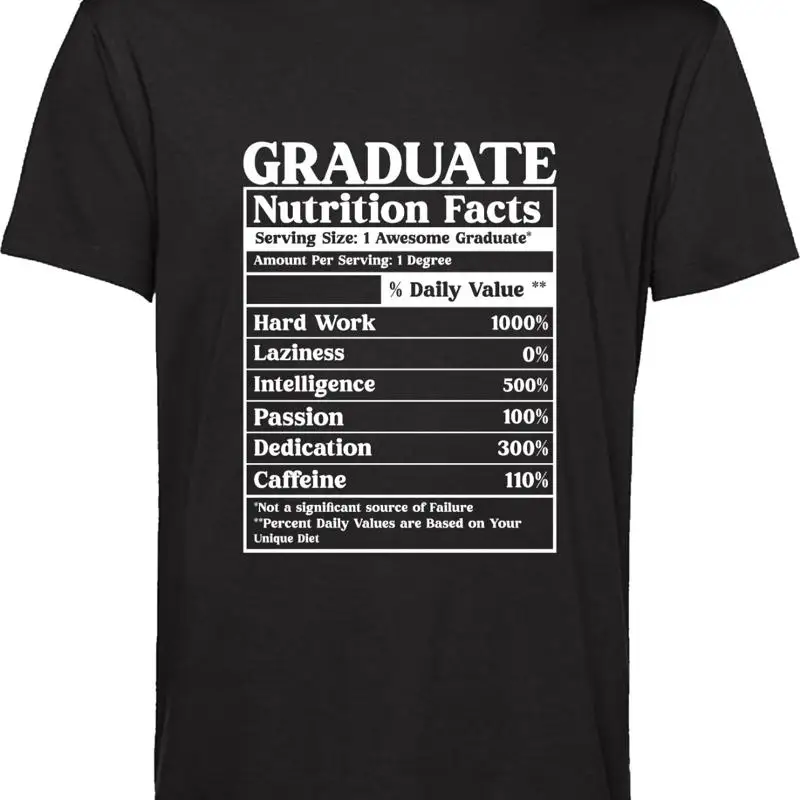 Camiseta de información nutricional para estudiantes, Top de inteligencia para graduados frescos