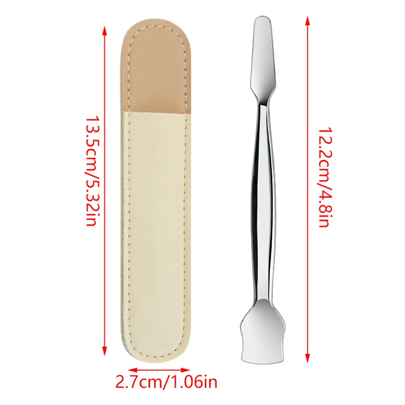 Skin Care Stainless Steel Double- End Skin Spatula With Leather Cover Pimple Remover Skin Scrubber Exfoliator Deep Cleansing