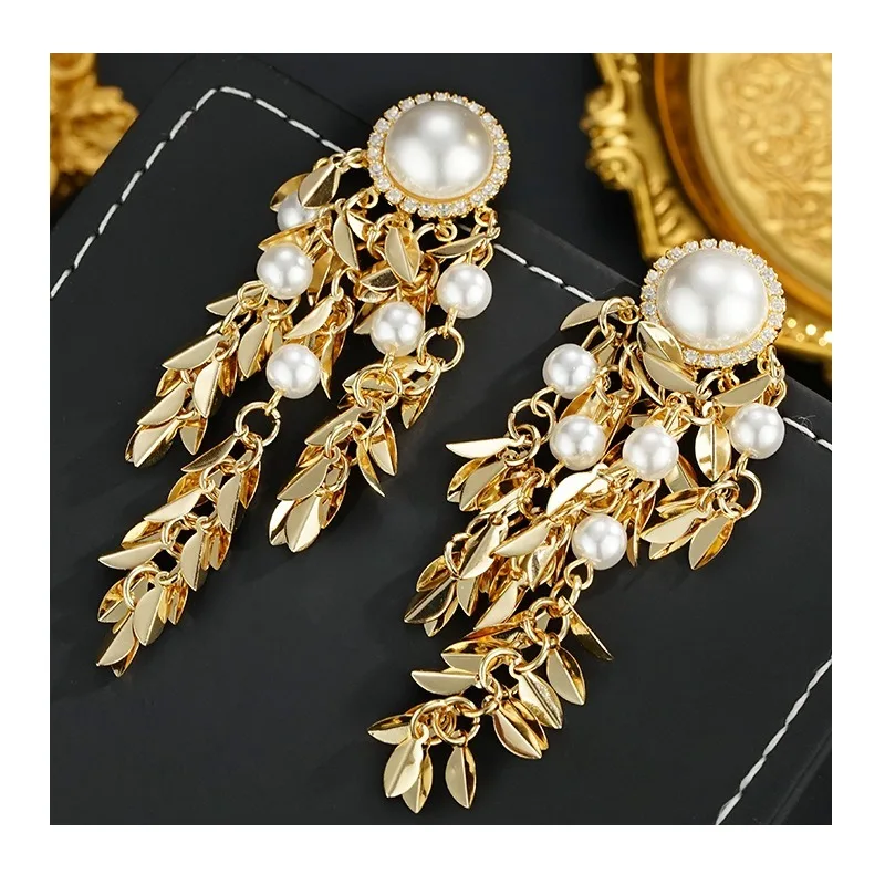 

Real Gold Thickened Electroplating Handmade Personalized Long Fringed Atmospheric High Luxury Wheat Ear Earrings