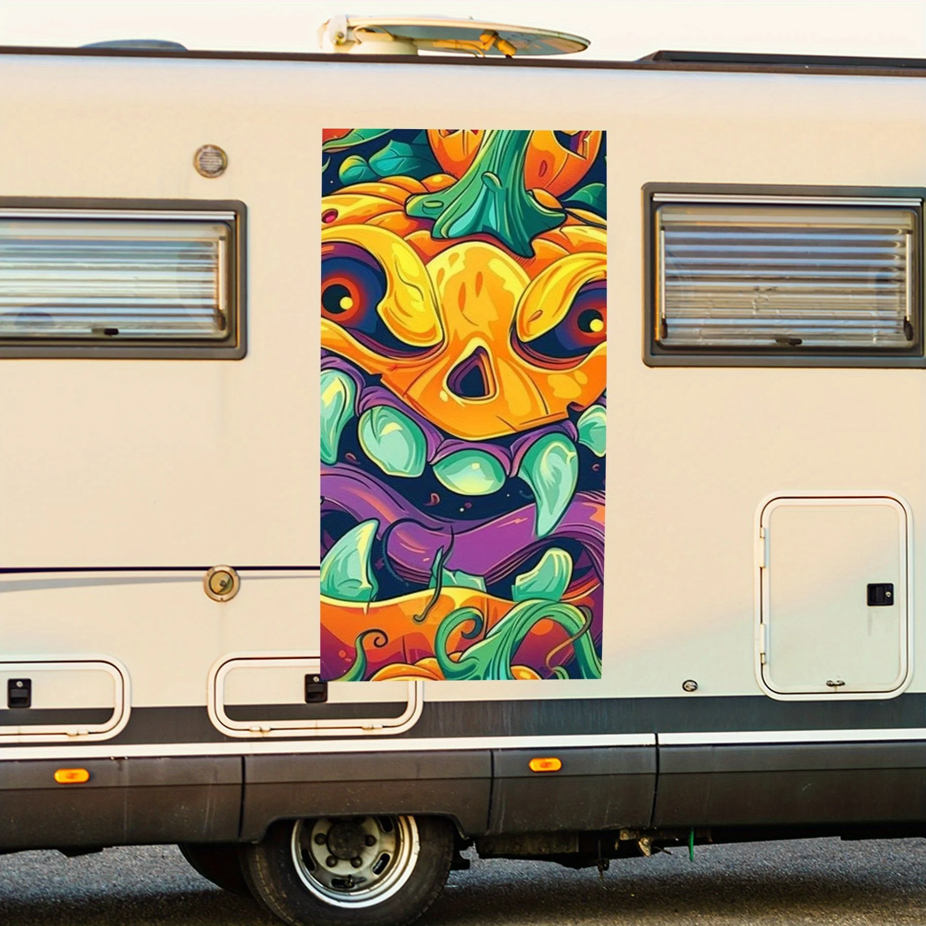 

Funny Pumpkin Head Vinyl Decal for Motorhome Car Door, Waterproof Self-Adhesive Vinyl Stickers, Decoration Protection Automotive