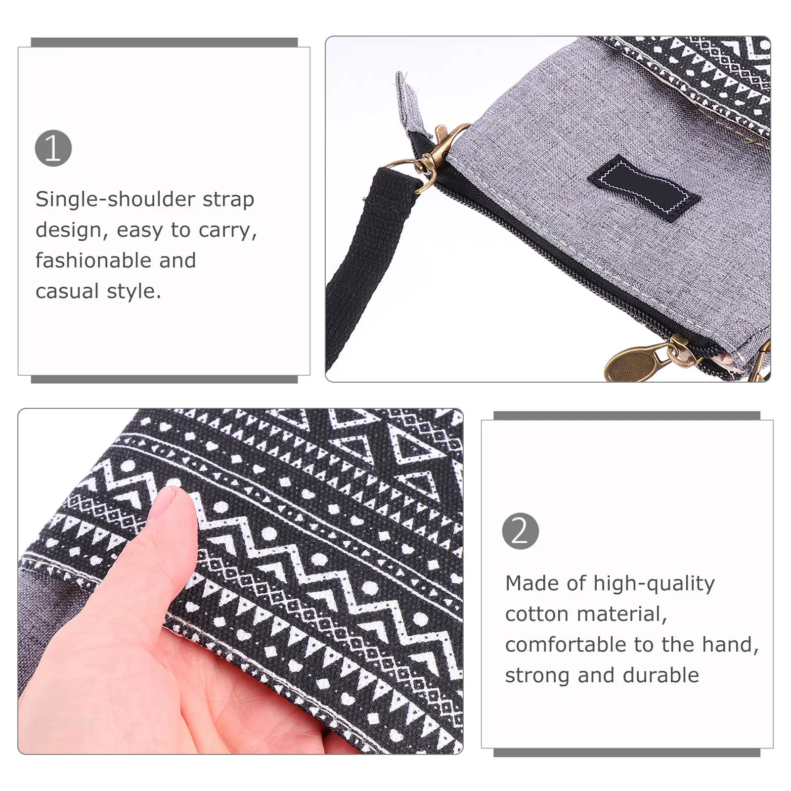 1Pcs 6Inch Cotton Phone Cross Body Bag Moderate Capacity for Phone Cards Bills Change Stylish Women Purse Shoulder Fashion Bag - view 4