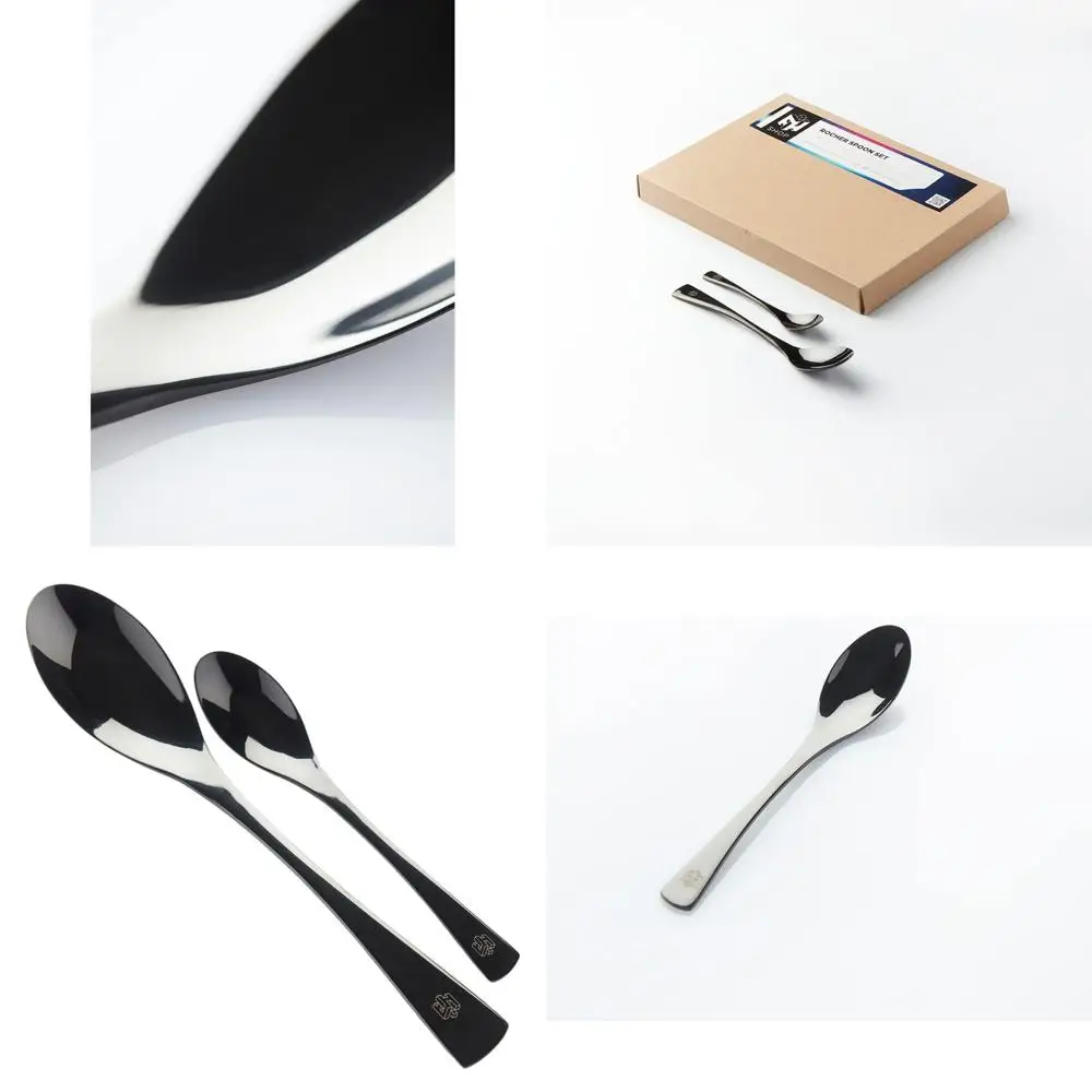 

Frank Haasnoot Rocher Spoon Duo | Black Quenelle Set | Large & Small | Culinary & Pastry Tools | Food Styling Kit