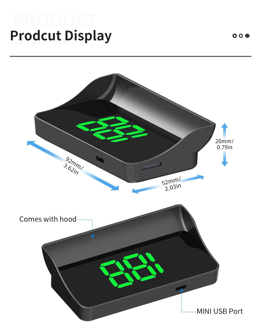 W1 GPS HUD Digital Speedometer Plug And Play Head Up Display For all Cars Big Font KMH Windshield Projector Car Accessories image 5