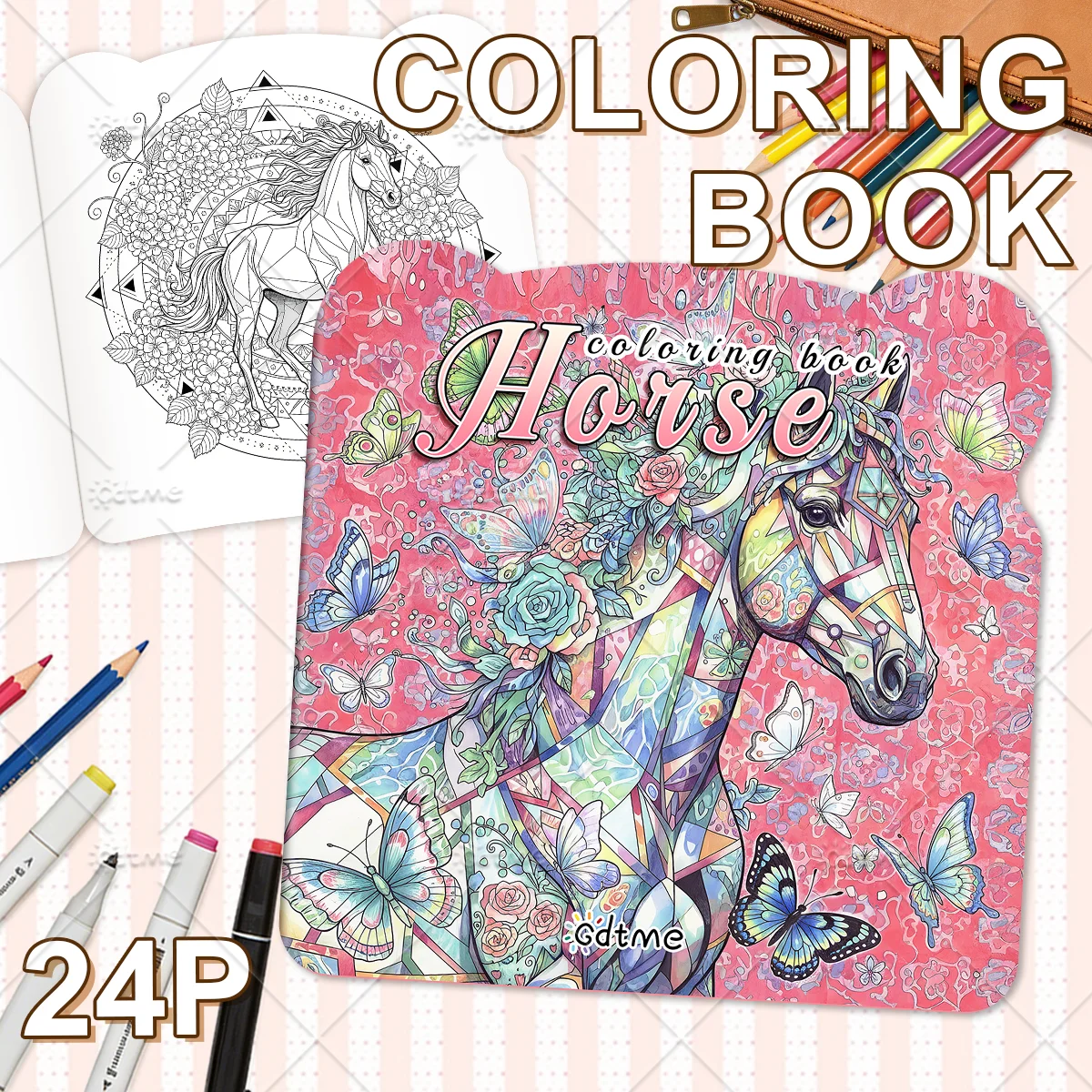 Horse Bold-easy  Irregular Patterns Coloring Book for Adults Cute  Drawing Book Perfect Gift for Party and Birthday