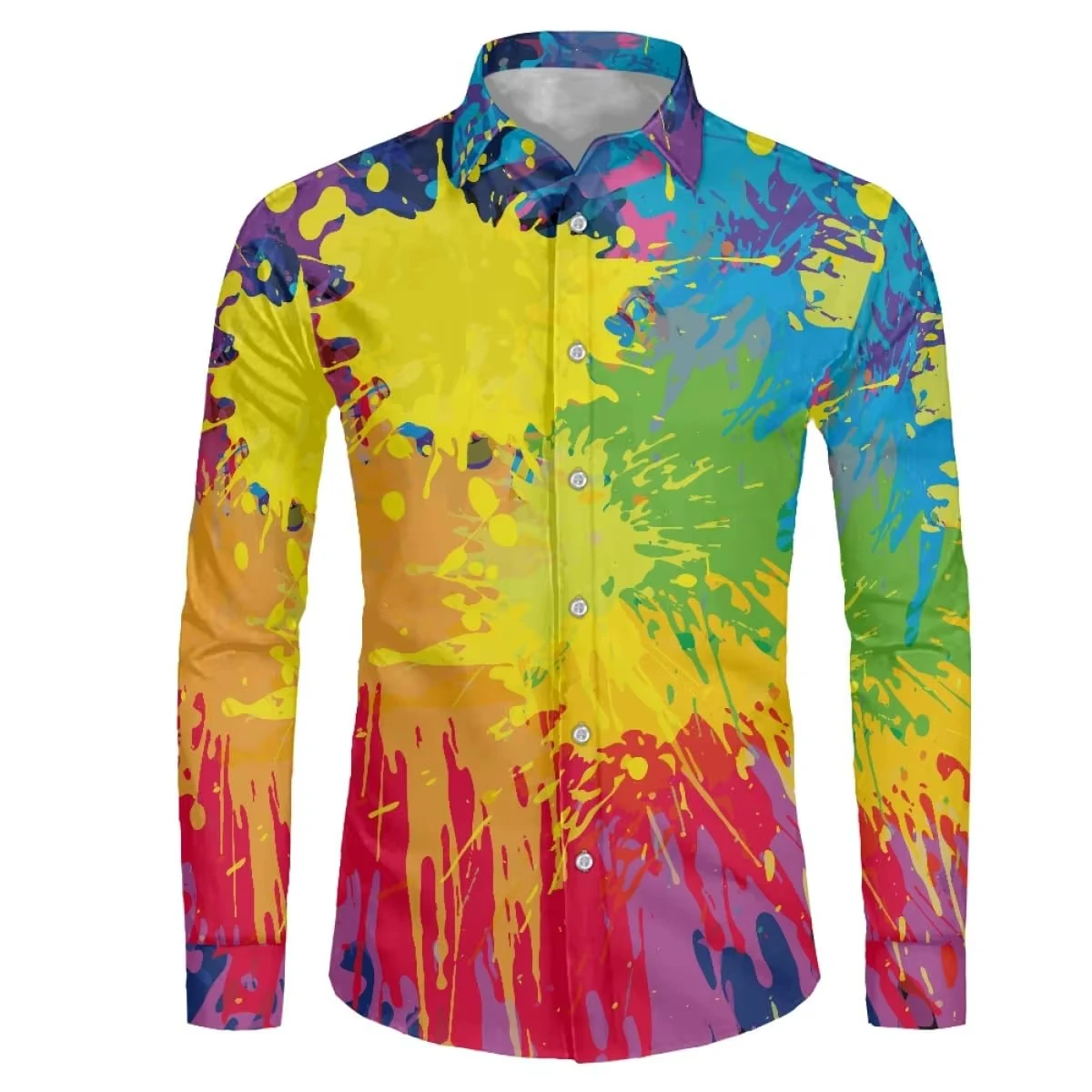 Men's Fall Shirts Casual Shirts Trendy 3D Digital Print Printed Long Sleeve Tops Men's Prom Cardigan Shirts2025