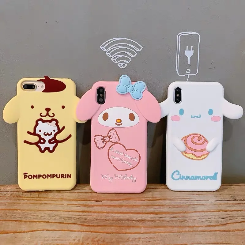 

Suitable for iPhone cartoon Sanrioed anime MyMelody Kuromi mobile phone case couple cute protective case silicone soft shellgift