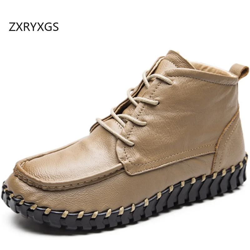 

ZXRYXGS Classic Retro Autumn Winter Boots Comfortable Soft Sole Non-slip Flat Boots 2025 Women Genuine Leather Boots Trend Shoes