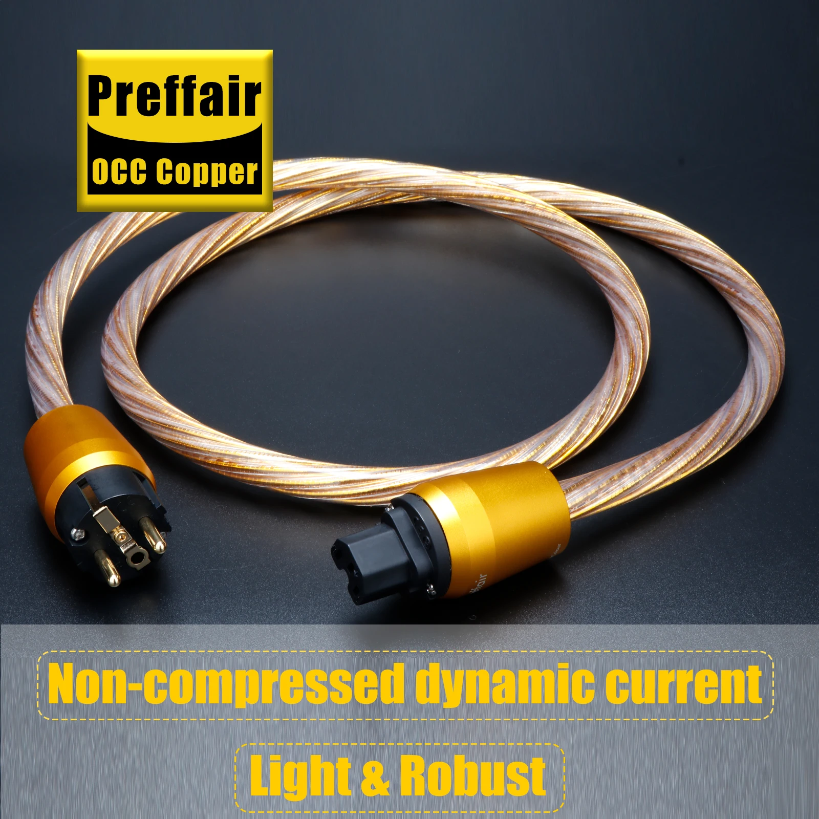 Gold Power Cable Hifi OCC Silver Plated AU/EU/US Schuko Audio Power Cord 12AWG Audiophile Power Wire IEC320 C15 Gold Plated Plug