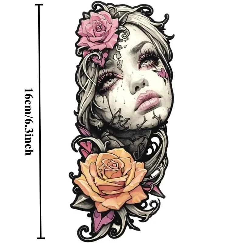 Gothic Rose Tattoo Girl Sticker 1PC Waterproof UV Resistant Vinyl Decal Car Motorcycle Trunk Fuel Tank Luggage Wall Decor Gift