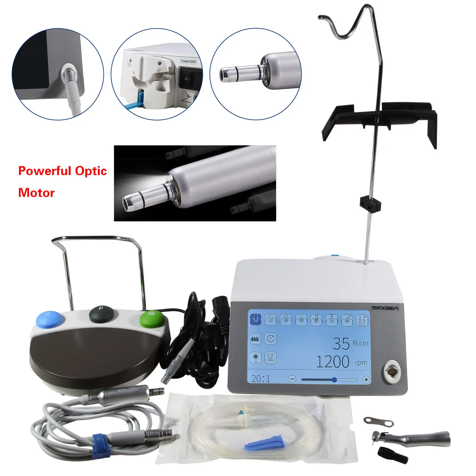 Dental Surgical Implant Motor Cooling System Brushless LED With 20:1 Contra Angle Handpiece