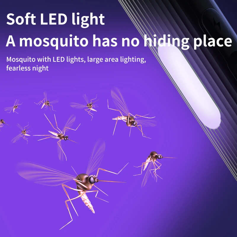 Upgraded 4 in 1 Electric Mosquito Killer, Foldable USB Rechargeable Handheld Bug Zapper Fly Swatter with UV Light Insect Trap image 5